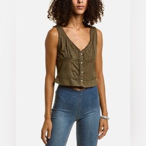 Free People Kerry Top Green NWT Western Boho Coastal cowgirl